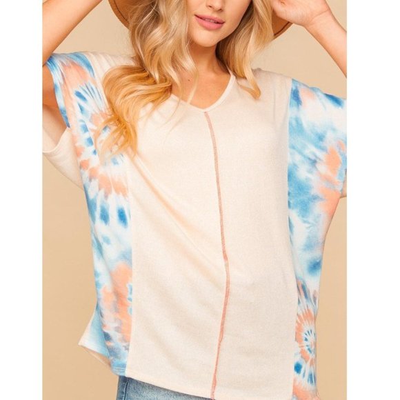 Tie Dye Color Block Out Seam Top - Picture 6 of 6